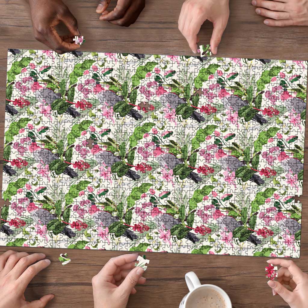 Aussie Pink Cockatoo Flowers Seamless Pattern Puzzle - Aussie Hoodie