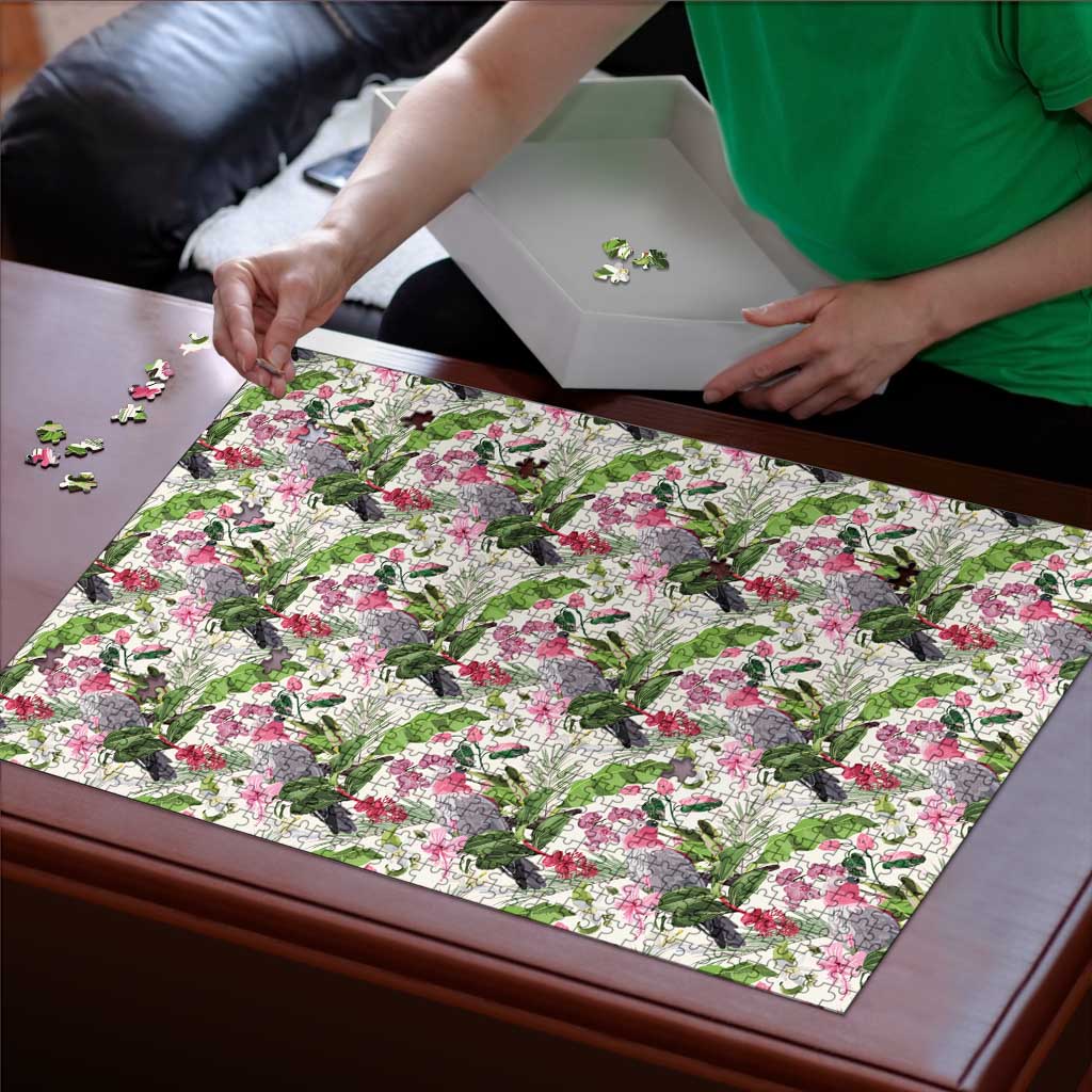 Aussie Pink Cockatoo Flowers Seamless Pattern Puzzle - Aussie Hoodie