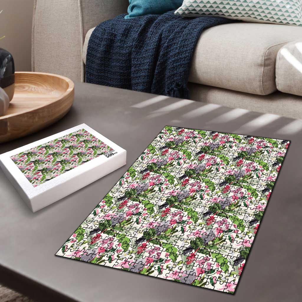 Aussie Pink Cockatoo Flowers Seamless Pattern Puzzle - Aussie Hoodie