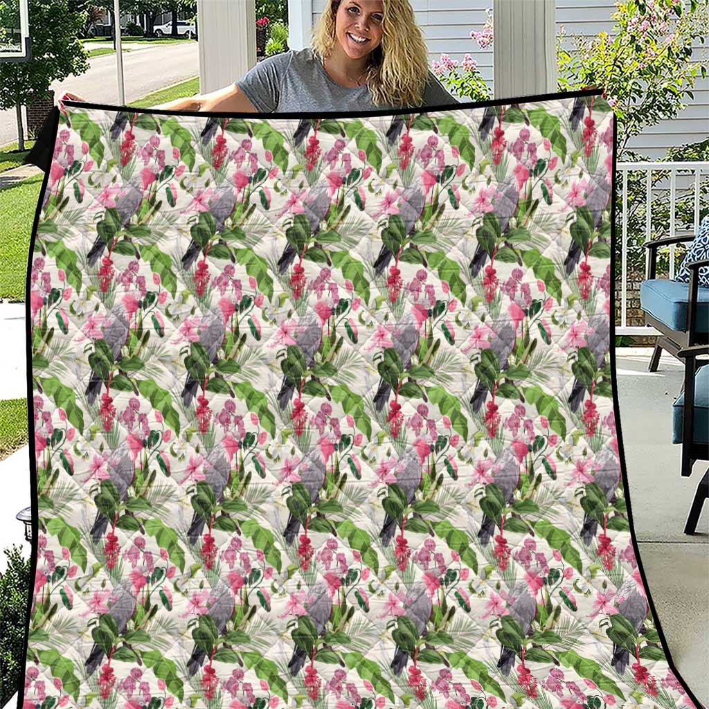 Aussie Pink Cockatoo Flowers Seamless Pattern Quilt - Aussie Hoodie