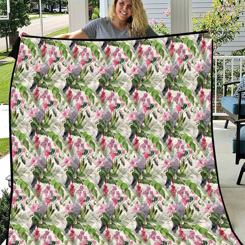 Aussie Pink Cockatoo Flowers Seamless Pattern Quilt - Aussie Hoodie