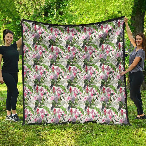 Aussie Pink Cockatoo Flowers Seamless Pattern Quilt - Aussie Hoodie