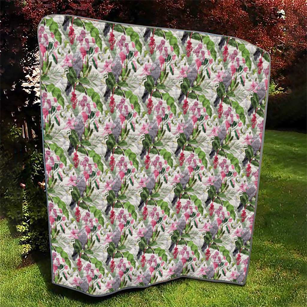 Aussie Pink Cockatoo Flowers Seamless Pattern Quilt - Aussie Hoodie