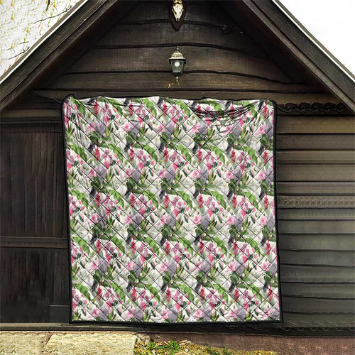Aussie Pink Cockatoo Flowers Seamless Pattern Quilt - Aussie Hoodie