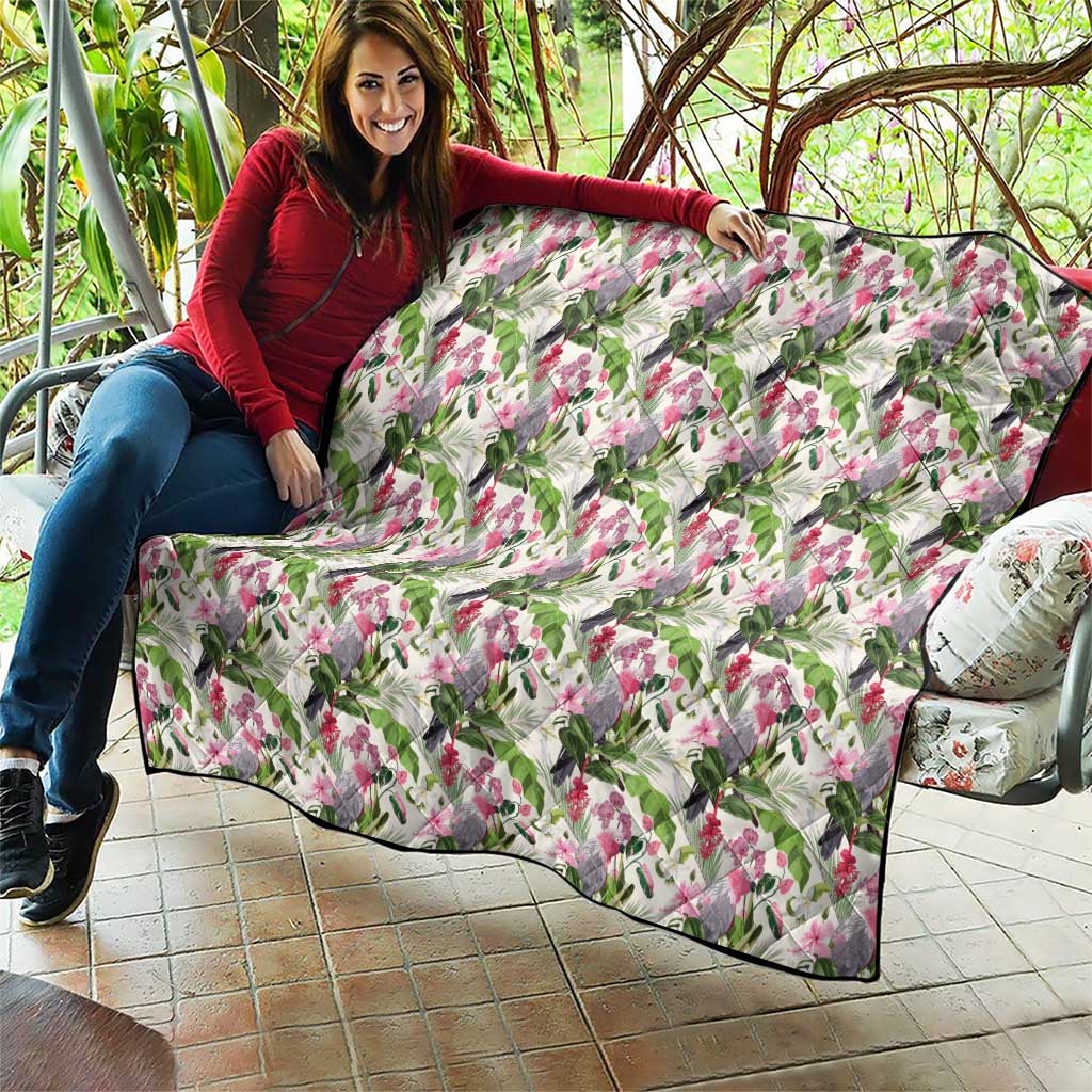 Aussie Pink Cockatoo Flowers Seamless Pattern Quilt - Aussie Hoodie