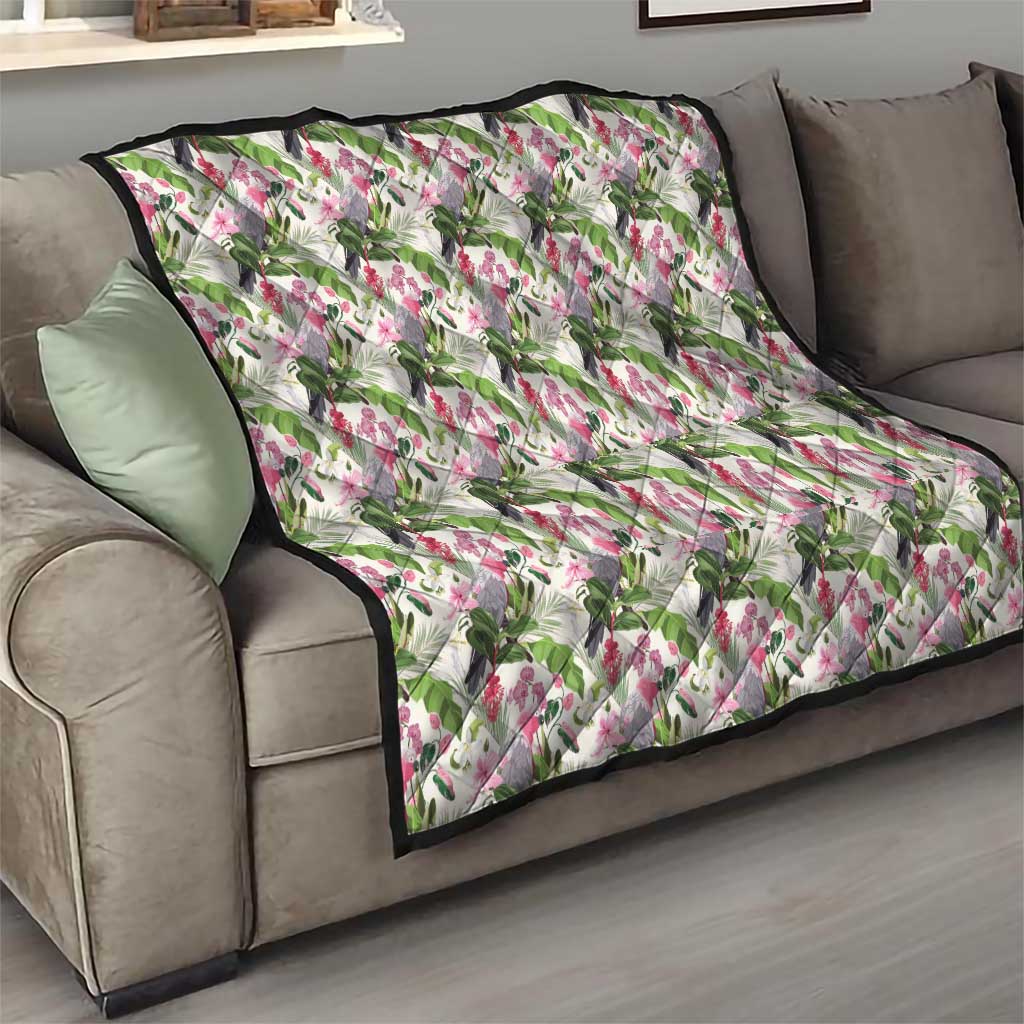 Aussie Pink Cockatoo Flowers Seamless Pattern Quilt - Aussie Hoodie