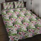 Aussie Pink Cockatoo Flowers Seamless Pattern Quilt Bed Set - Aussie Hoodie
