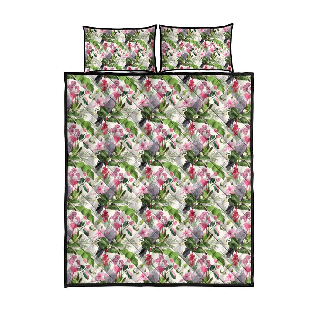 Aussie Pink Cockatoo Flowers Seamless Pattern Quilt Bed Set - Aussie Hoodie
