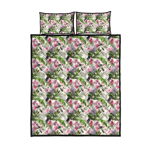 Aussie Pink Cockatoo Flowers Seamless Pattern Quilt Bed Set - Aussie Hoodie