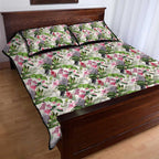 Aussie Pink Cockatoo Flowers Seamless Pattern Quilt Bed Set - Aussie Hoodie