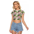 Aussie Pink Cockatoo Flowers Seamless Pattern Raglan Cropped T Shirt - Aussie Hoodie