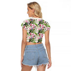 Aussie Pink Cockatoo Flowers Seamless Pattern Raglan Cropped T Shirt - Aussie Hoodie