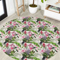 Aussie Pink Cockatoo Flowers Seamless Pattern Round Carpet - Aussie Hoodie