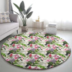 Aussie Pink Cockatoo Flowers Seamless Pattern Round Carpet - Aussie Hoodie