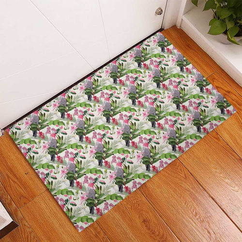Aussie Pink Cockatoo Flowers Seamless Pattern Rubber Doormat - Aussie Hoodie