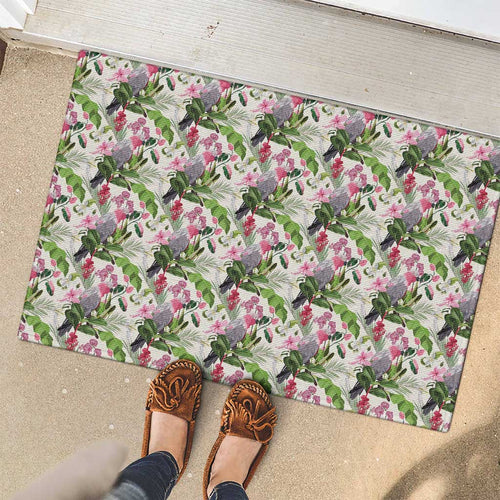 Aussie Pink Cockatoo Flowers Seamless Pattern Rubber Doormat - Aussie Hoodie