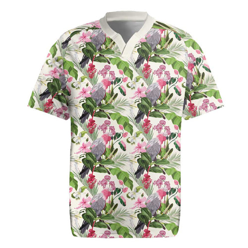 Aussie Pink Cockatoo Flowers Seamless Pattern Rugby Jersey - Aussie Hoodie