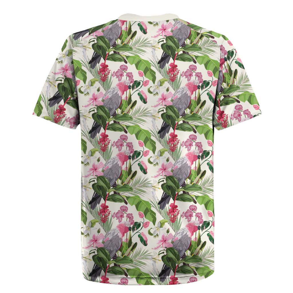 Aussie Pink Cockatoo Flowers Seamless Pattern Rugby Jersey - Aussie Hoodie