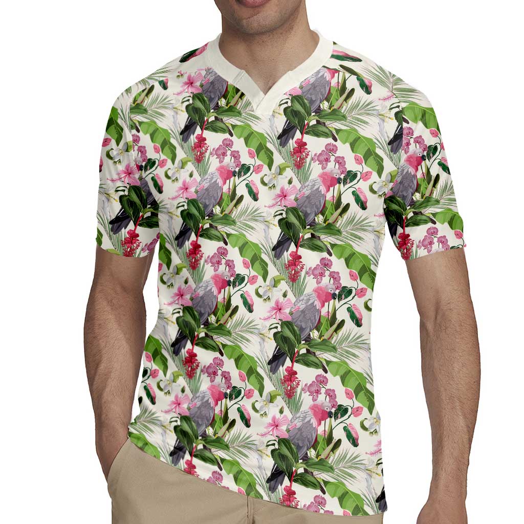 Aussie Pink Cockatoo Flowers Seamless Pattern Rugby Jersey - Aussie Hoodie