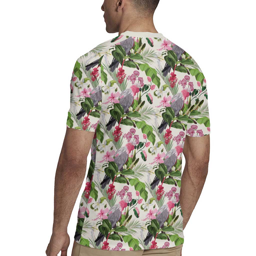 Aussie Pink Cockatoo Flowers Seamless Pattern Rugby Jersey - Aussie Hoodie