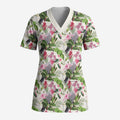 Aussie Pink Cockatoo Flowers Seamless Pattern Scrub Top - Aussie Hoodie