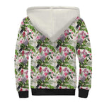 Aussie Pink Cockatoo Flowers Seamless Pattern Sherpa Hoodie - Aussie Hoodie