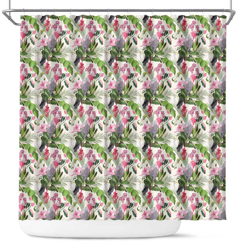 Aussie Pink Cockatoo Flowers Seamless Pattern Shower Curtain - Aussie Hoodie