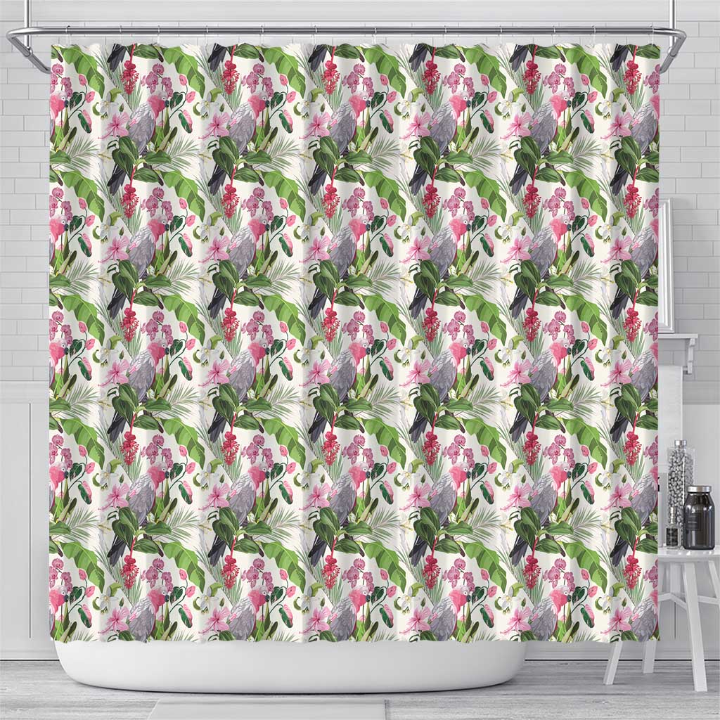 Aussie Pink Cockatoo Flowers Seamless Pattern Shower Curtain - Aussie Hoodie