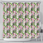 Aussie Pink Cockatoo Flowers Seamless Pattern Shower Curtain - Aussie Hoodie
