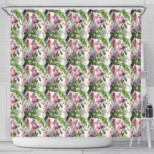 Aussie Pink Cockatoo Flowers Seamless Pattern Shower Curtain - Aussie Hoodie