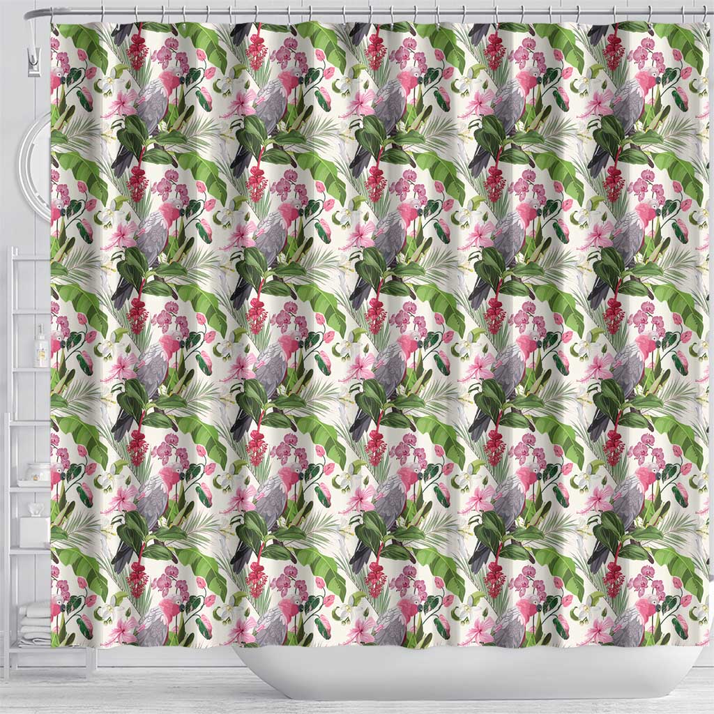 Aussie Pink Cockatoo Flowers Seamless Pattern Shower Curtain - Aussie Hoodie