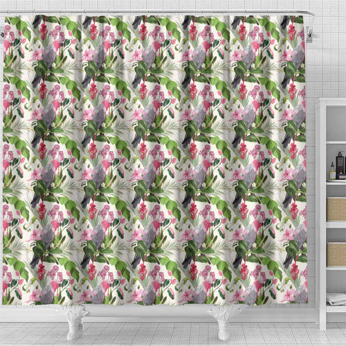 Aussie Pink Cockatoo Flowers Seamless Pattern Shower Curtain - Aussie Hoodie