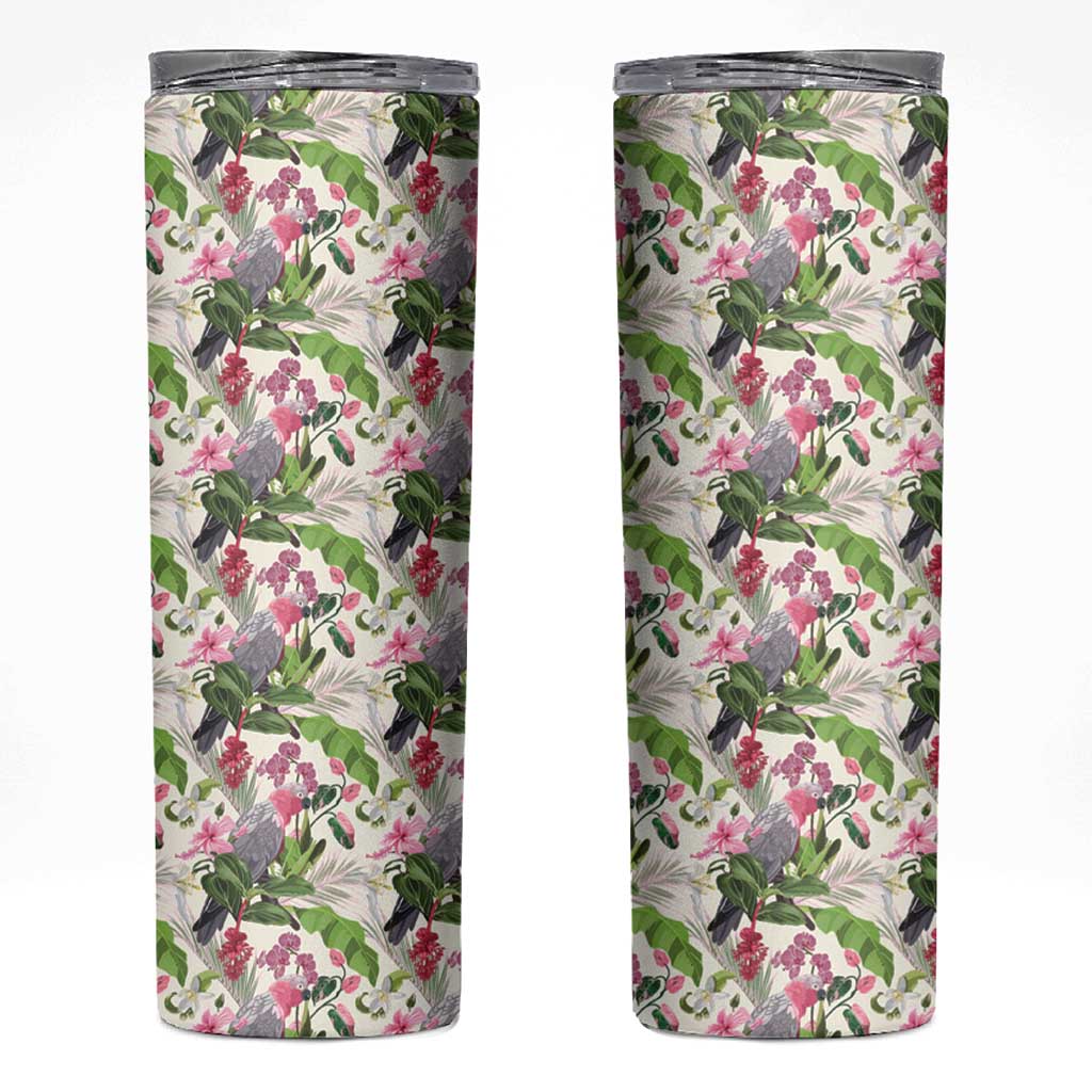 Aussie Pink Cockatoo Flowers Seamless Pattern Skinny Tumbler - Aussie Hoodie