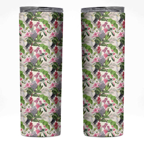 Aussie Pink Cockatoo Flowers Seamless Pattern Skinny Tumbler - Aussie Hoodie