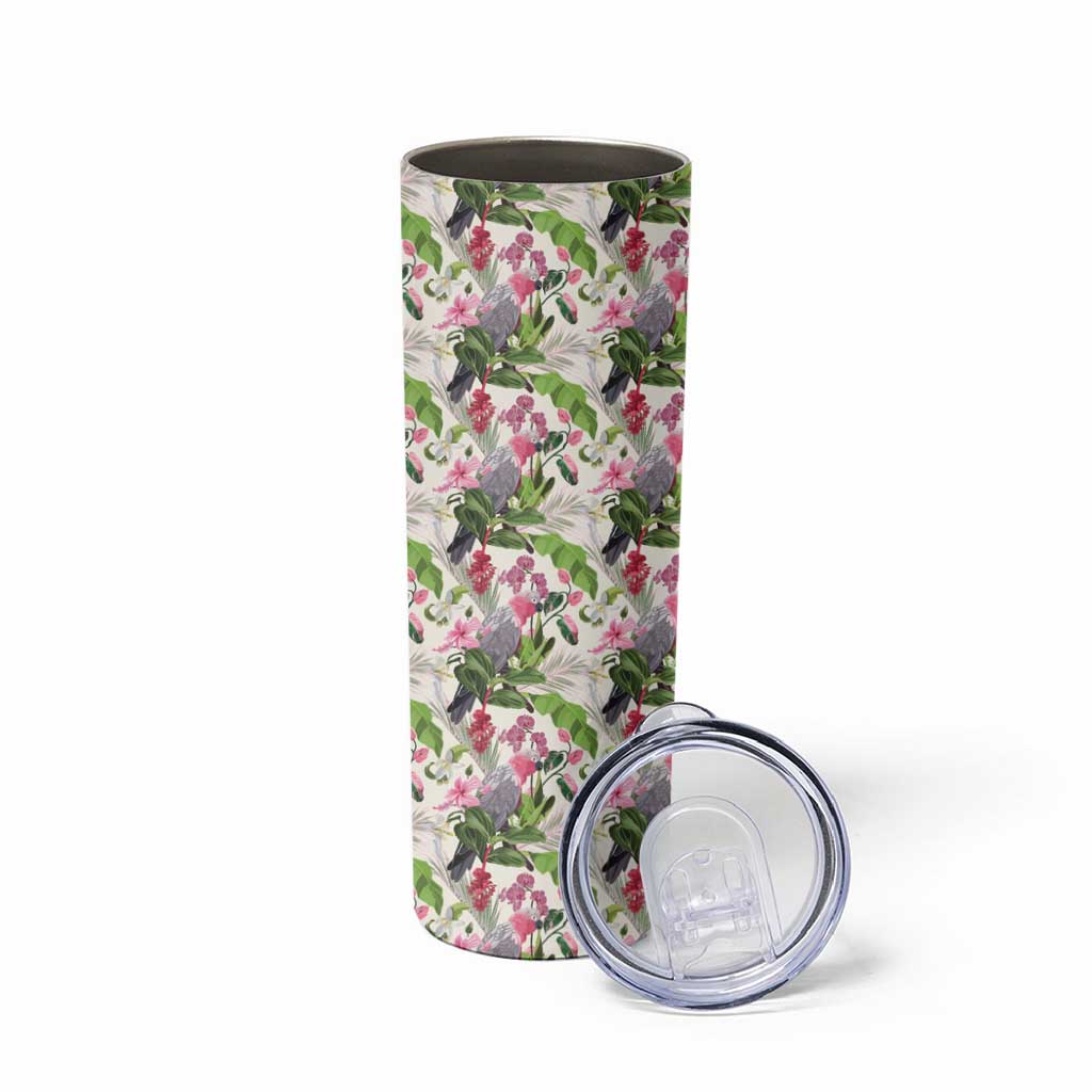 Aussie Pink Cockatoo Flowers Seamless Pattern Skinny Tumbler - Aussie Hoodie