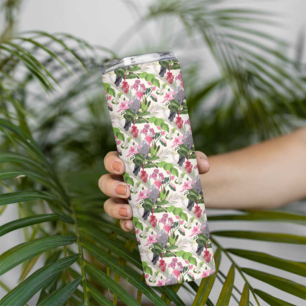 Aussie Pink Cockatoo Flowers Seamless Pattern Skinny Tumbler - Aussie Hoodie
