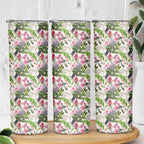 Aussie Pink Cockatoo Flowers Seamless Pattern Skinny Tumbler - Aussie Hoodie