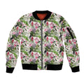 Aussie Pink Cockatoo Flowers Seamless Pattern Sleeve Zip Bomber Jacket - Aussie Hoodie