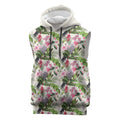 Aussie Pink Cockatoo Flowers Seamless Pattern Sleeveless Hoodie - Aussie Hoodie