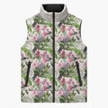 Aussie Pink Cockatoo Flowers Seamless Pattern Sleeveless Puffer Jacket - Aussie Hoodie