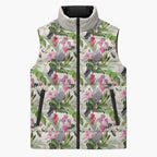 Aussie Pink Cockatoo Flowers Seamless Pattern Sleeveless Puffer Jacket - Aussie Hoodie