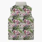 Aussie Pink Cockatoo Flowers Seamless Pattern Sleeveless Puffer Jacket - Aussie Hoodie
