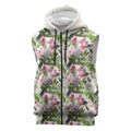 Aussie Pink Cockatoo Flowers Seamless Pattern Sleeveless Zip Hoodie - Aussie Hoodie