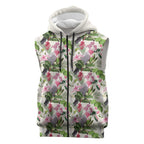 Aussie Pink Cockatoo Flowers Seamless Pattern Sleeveless Zip Hoodie - Aussie Hoodie