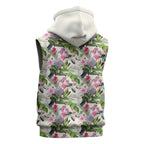 Aussie Pink Cockatoo Flowers Seamless Pattern Sleeveless Zip Hoodie - Aussie Hoodie