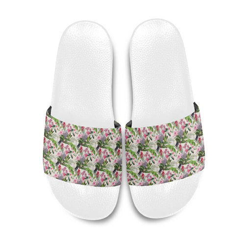 Aussie Pink Cockatoo Flowers Seamless Pattern Slide Sandals - Aussie Hoodie