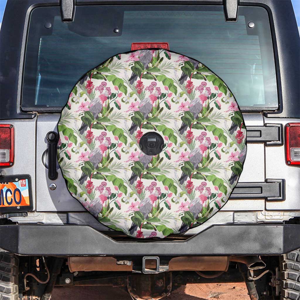 Aussie Pink Cockatoo Flowers Seamless Pattern Spare Tire Cover - Aussie Hoodie
