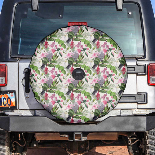 Aussie Pink Cockatoo Flowers Seamless Pattern Spare Tire Cover - Aussie Hoodie