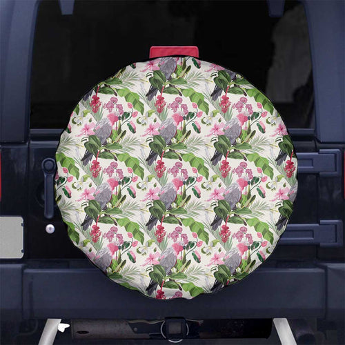 Aussie Pink Cockatoo Flowers Seamless Pattern Spare Tire Cover - Aussie Hoodie