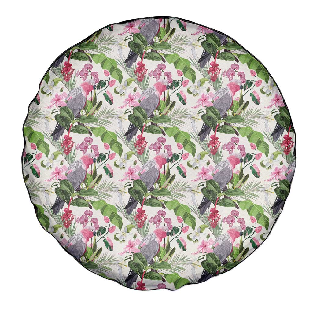 Aussie Pink Cockatoo Flowers Seamless Pattern Spare Tire Cover - Aussie Hoodie